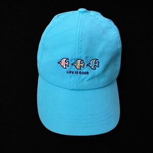 Life is Good Turquoise Blue Ripstop Fish Hat Reflective Mesh Active Baseball Cap